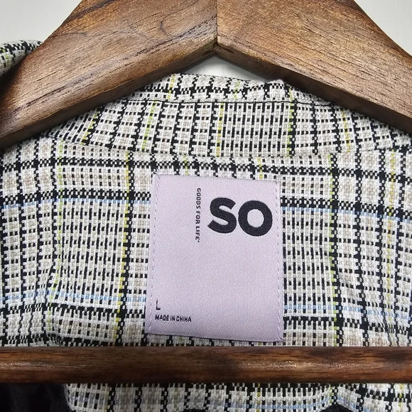 SO Oversized Plaid Blazer Pink Yellow White Black Green Blue Academia Office - Picture 4 of 10